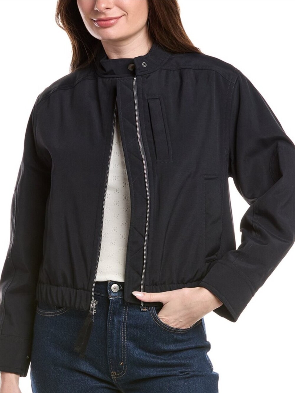 VINCE Women's Cropped Dark NAVY Bomber Jacket Size Large